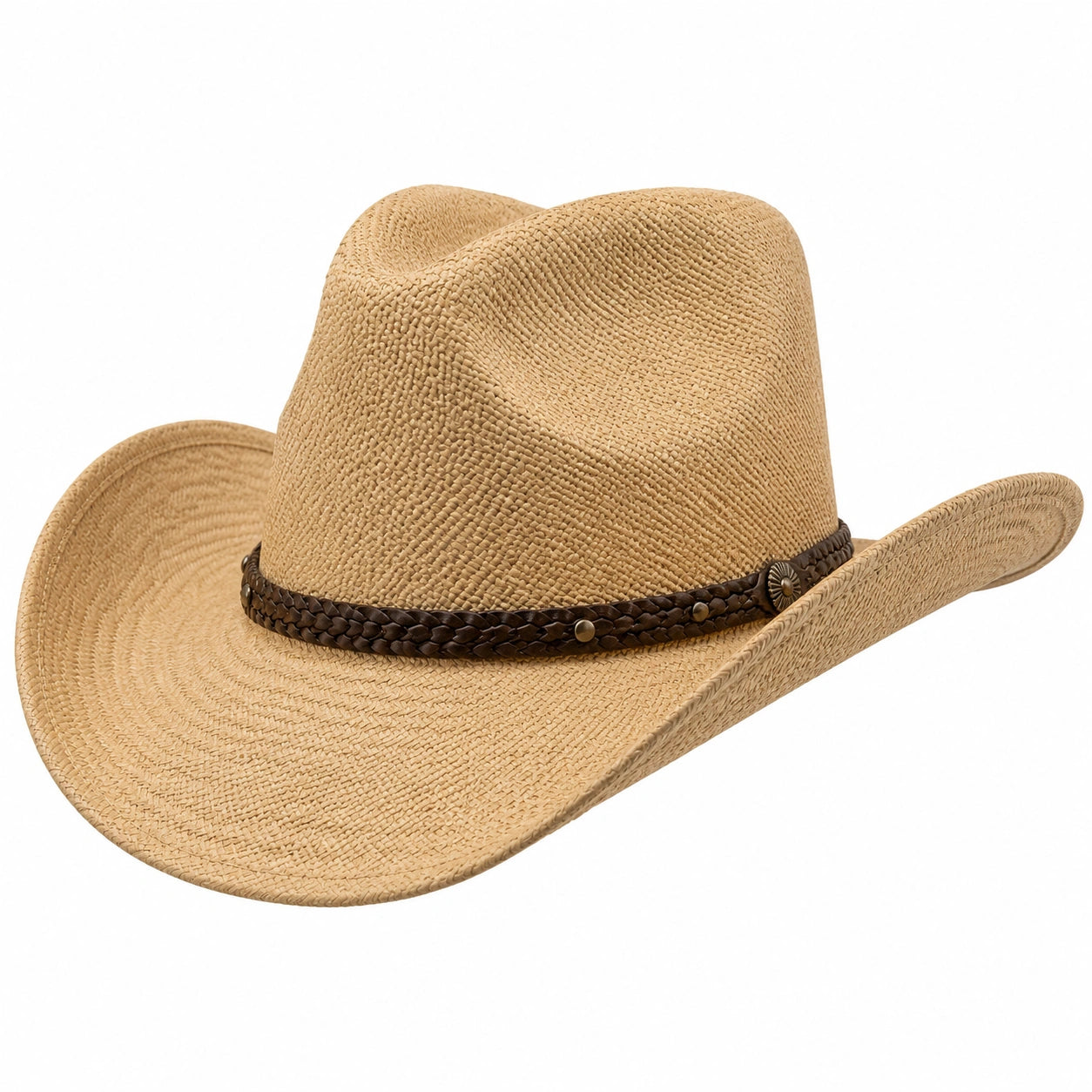 Cowboyhut Einheitsgröße Beige geflochtene Naturfaser im Westernstil