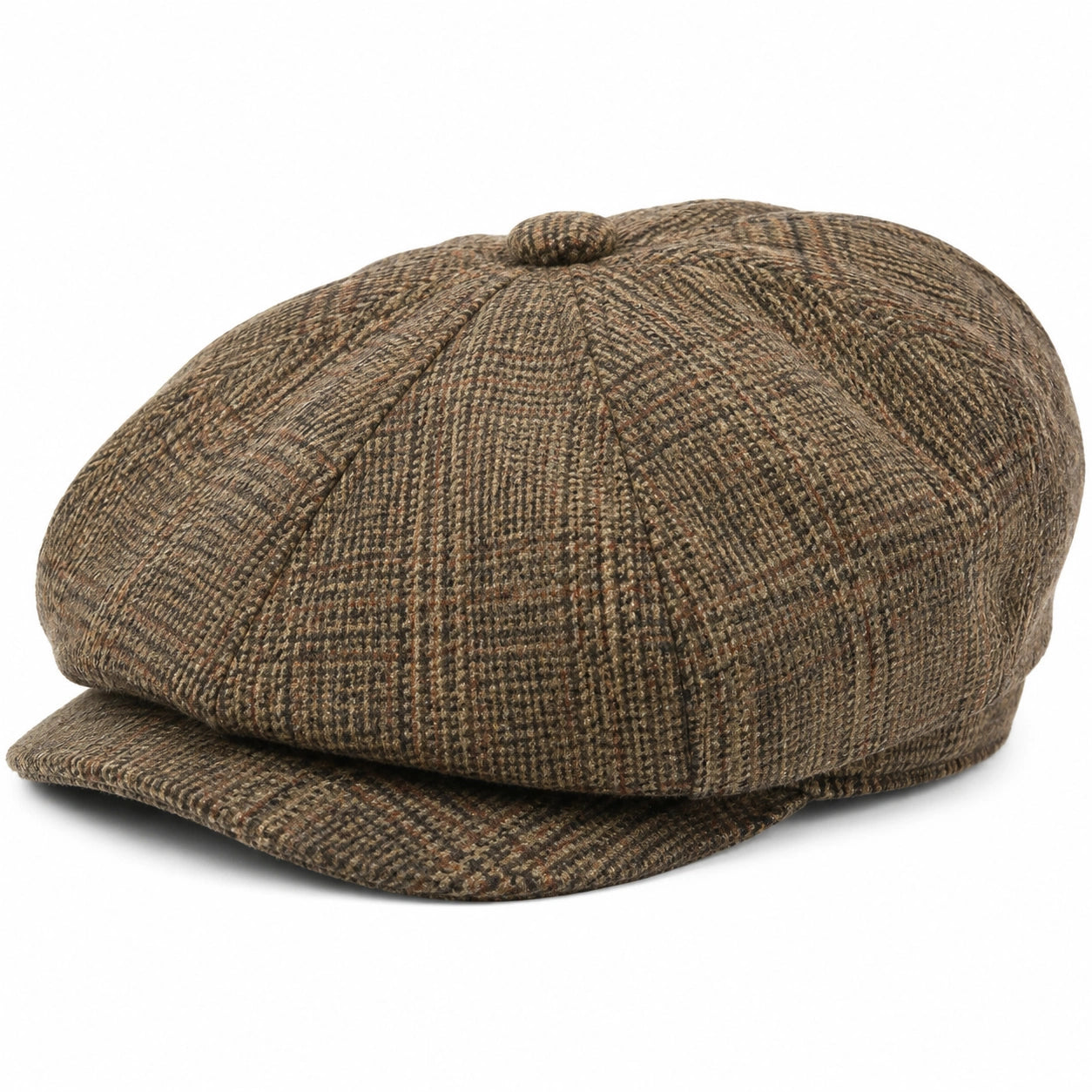 Schiebermütze Einheitsgröße braun karierte Textil Kappe im klassischen Stil