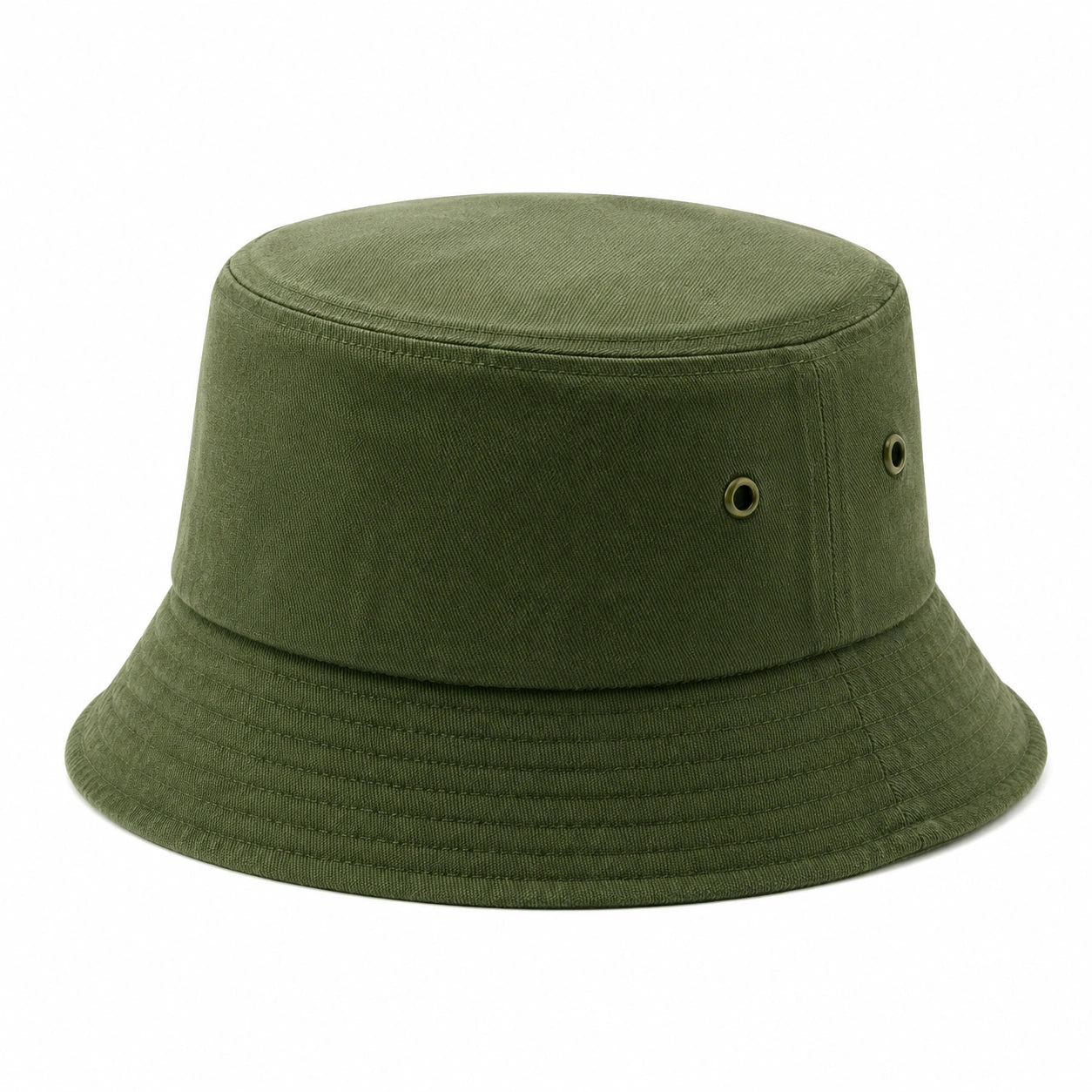 Bucket Hat Einheitsgröße aus Textil in Olivgrün mit Belüftungsösen für Alltag