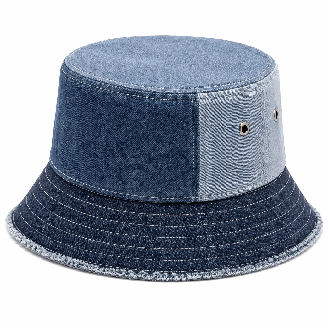 Bucket Hat Einheitsgröße aus Jeansstoff Blau mit Belüftungsösen