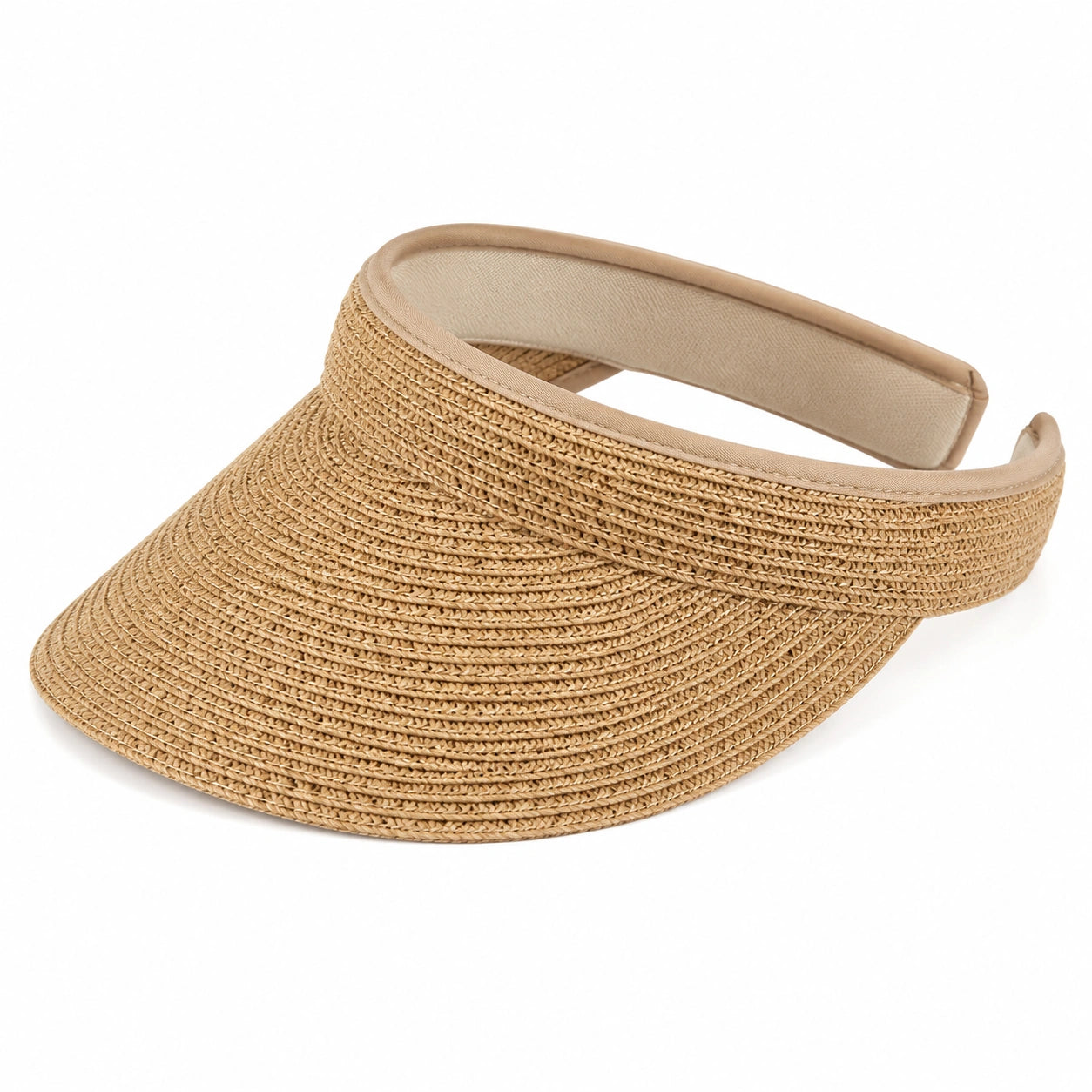 Sonnenvisier Einheitsgröße in Beige mit geflochtener Strohoptik für Damen